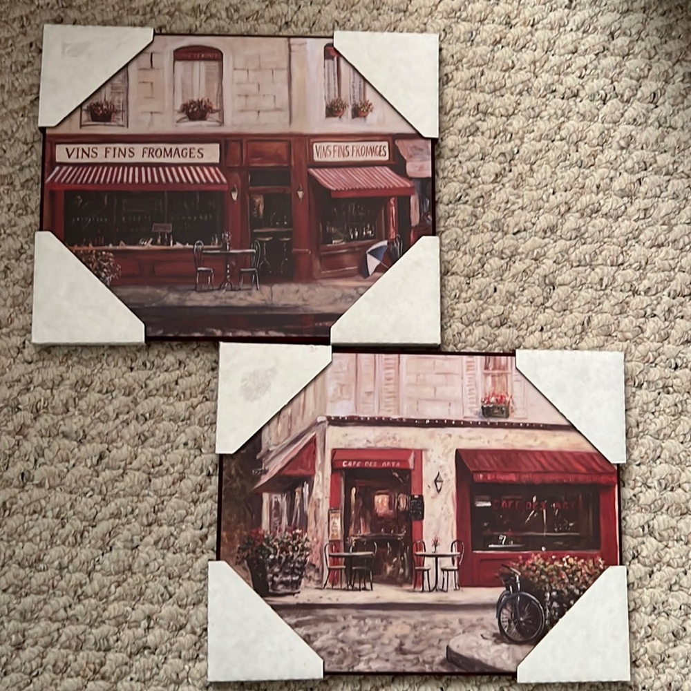 2 8x10 French bistro restaurant scenes wall decor art Brand New